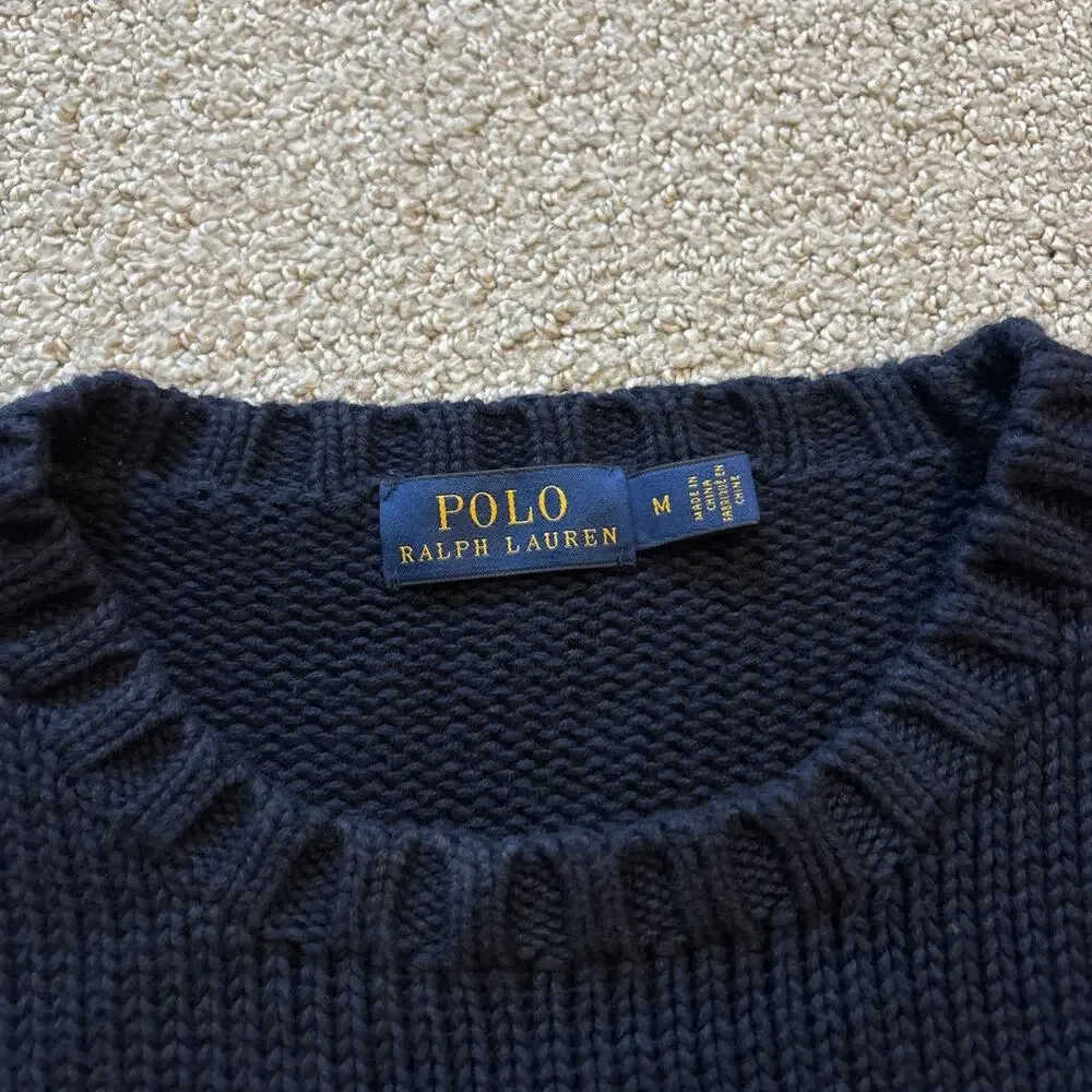 Polo Ralph Lauren Women’s American Flag Sweater Size Medium Navy Blue Cotton - Picture 2 of 10